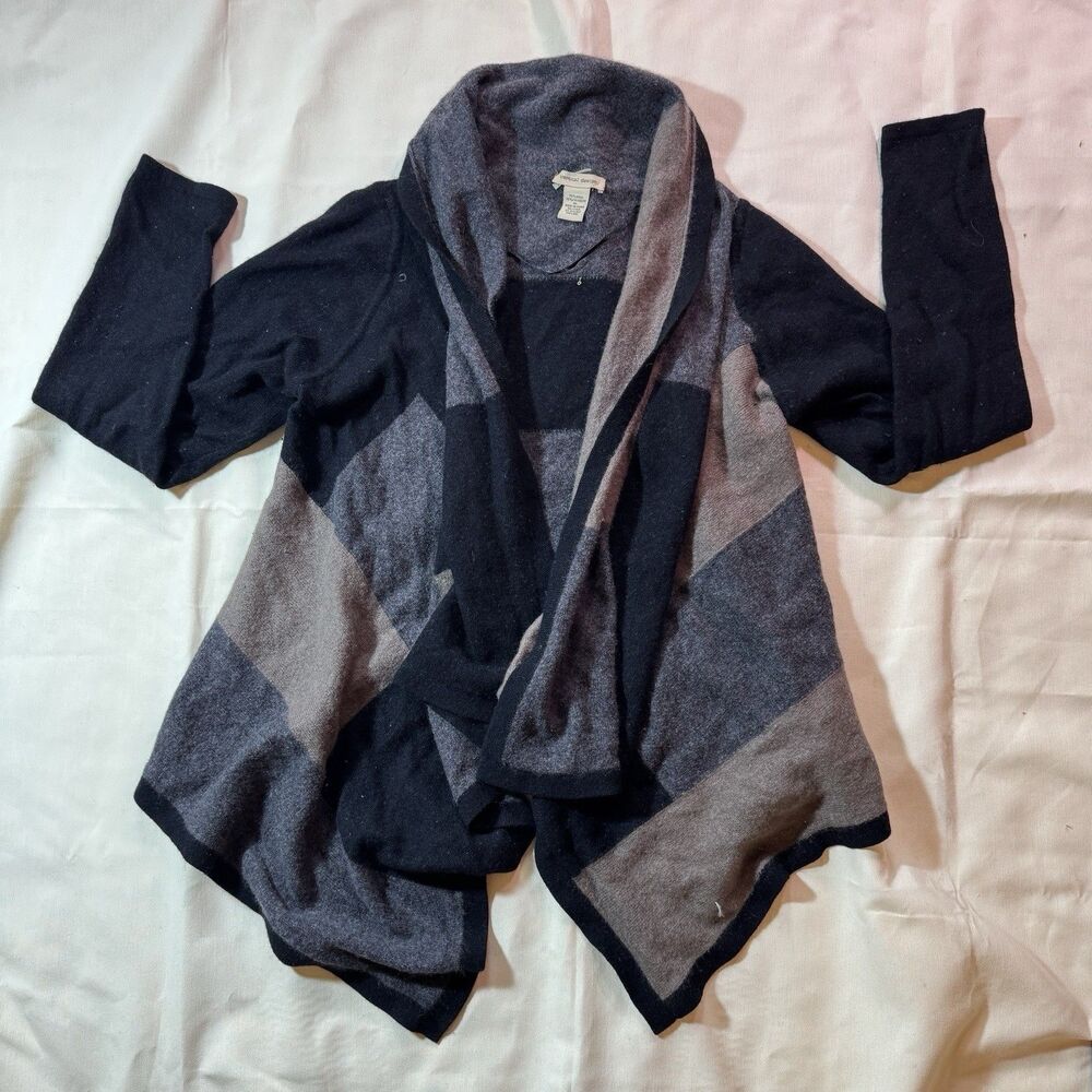 Vertical Design 70% Wool 30% Cashmere Waterfall Cardigan XL
